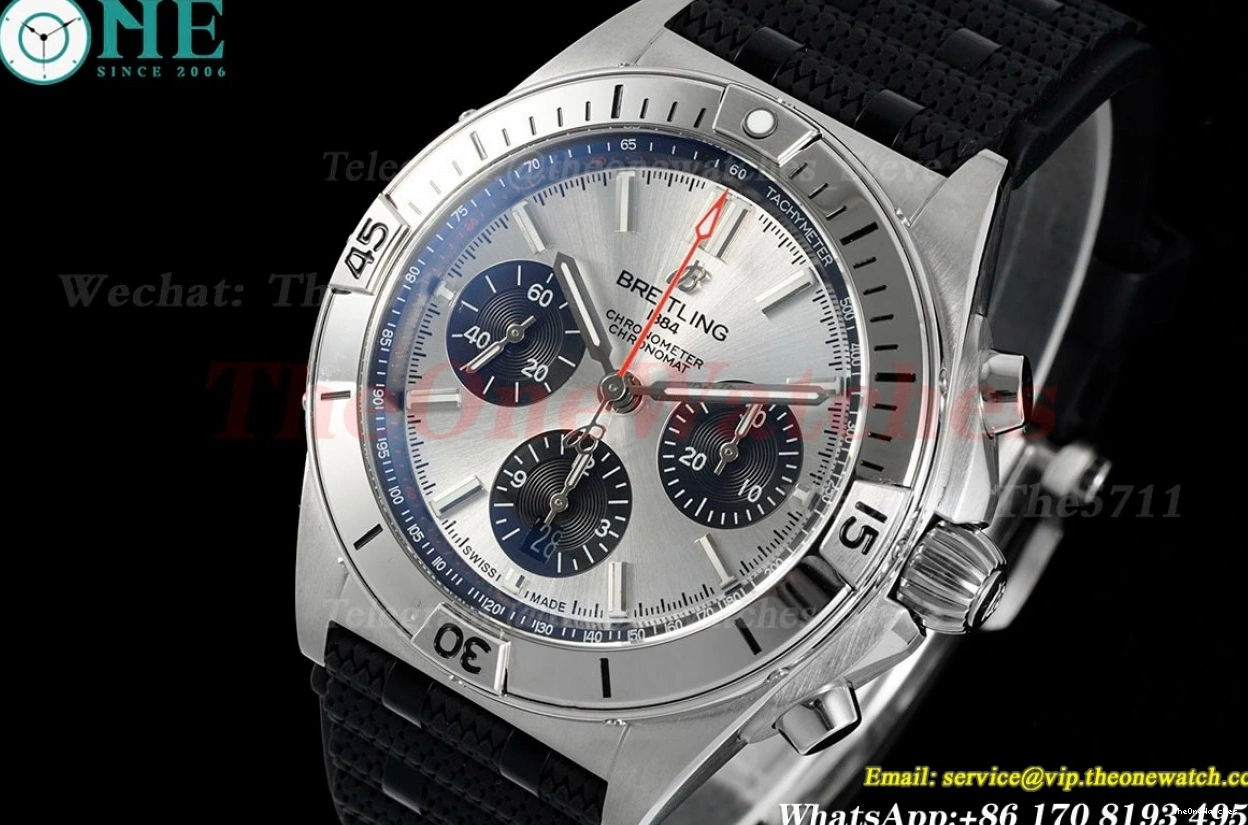 Chronomat Strap Dial 42MM TF on A7750 Silver B01 Rubber Rouleaux 0401